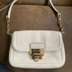 Michael Kors Gold White Crossbody Bag with Chain Strap